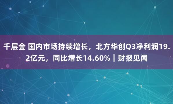 千层金 国内市场持续增长，北方华创Q3净利润19.2亿元，同比增长14.60%｜财报见闻